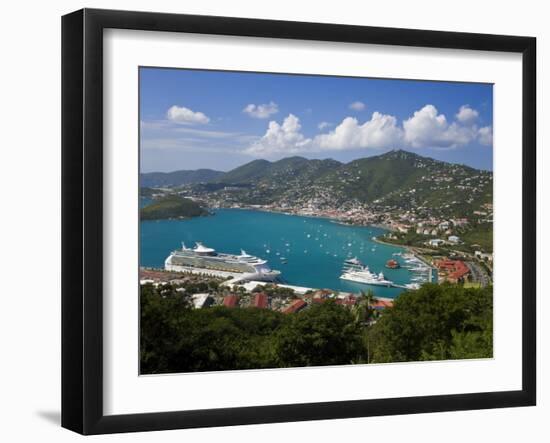 Charlotte Amalie and Cruise Ship Dock of Havensight, St. Thomas, U.S. Virgin Islands, West Indies-Gavin Hellier-Framed Photographic Print