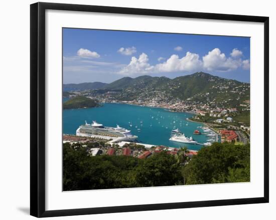 Charlotte Amalie and Cruise Ship Dock of Havensight, St. Thomas, U.S. Virgin Islands, West Indies-Gavin Hellier-Framed Photographic Print