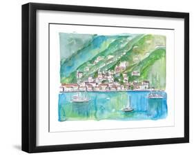 Charlotte Amalie View From Water with Boats-M. Bleichner-Framed Art Print