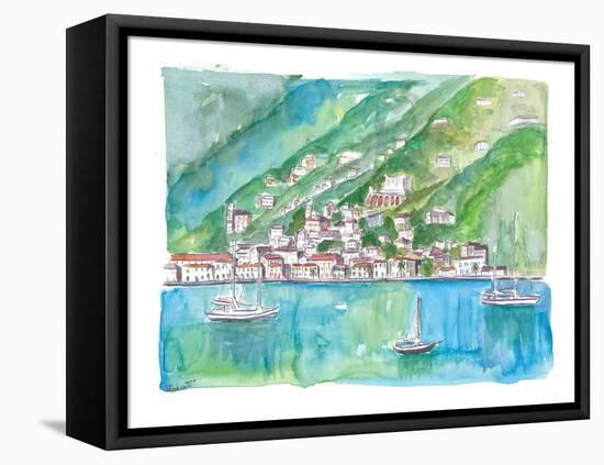 Charlotte Amalie View From Water with Boats-M. Bleichner-Framed Stretched Canvas