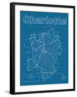 Charlotte Artistic Blueprint Map-Christopher Estes-Framed Art Print