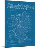 Charlotte Artistic Blueprint Map-Christopher Estes-Mounted Art Print