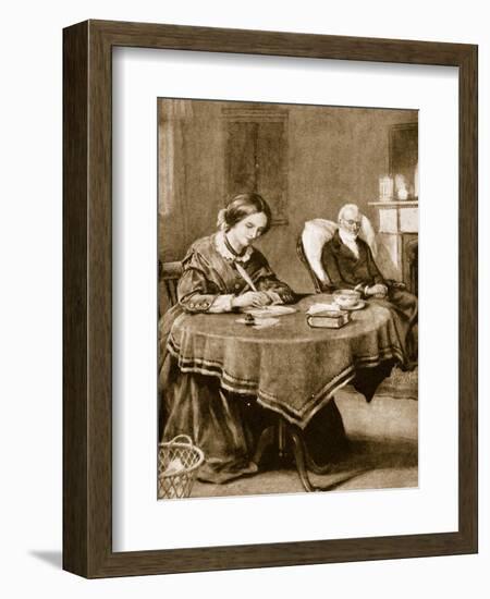 Charlotte Bronte Working on 'Jane Eyre'-null-Framed Giclee Print