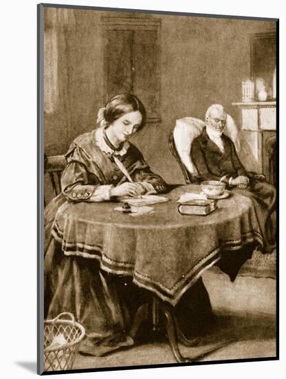 Charlotte Bronte Working on 'Jane Eyre'-null-Mounted Giclee Print