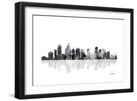 Charlotte NC Skyline BG 1-Marlene Watson-Framed Giclee Print