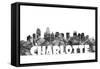 Charlotte NC Skyline BG 2-Marlene Watson-Framed Stretched Canvas