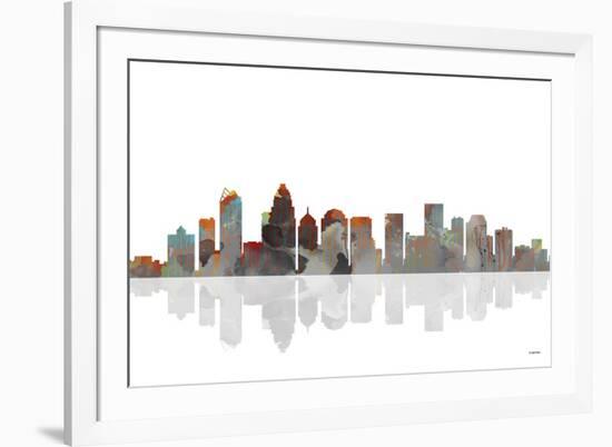 Charlotte NC Skyline BW 1-Marlene Watson-Framed Giclee Print