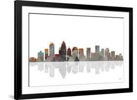 Charlotte NC Skyline BW 1-Marlene Watson-Framed Giclee Print