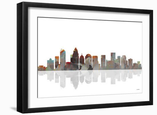 Charlotte NC Skyline BW 1-Marlene Watson-Framed Giclee Print