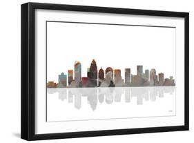 Charlotte NC Skyline BW 1-Marlene Watson-Framed Giclee Print