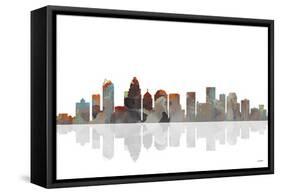 Charlotte NC Skyline BW 1-Marlene Watson-Framed Stretched Canvas