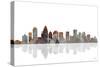 Charlotte NC Skyline BW 1-Marlene Watson-Stretched Canvas