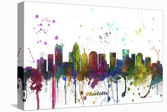 Charlotte NC Skyline MCLR 1-Marlene Watson-Stretched Canvas