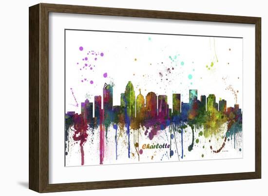 Charlotte NC Skyline MCLR 1-Marlene Watson-Framed Giclee Print