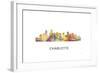 Charlotte Nc Skyline-Marlene Watson-Framed Giclee Print