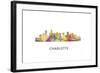 Charlotte Nc Skyline-Marlene Watson-Framed Giclee Print