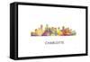 Charlotte Nc Skyline-Marlene Watson-Framed Stretched Canvas