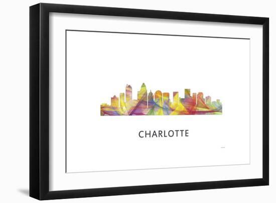 Charlotte Nc Skyline-Marlene Watson-Framed Giclee Print