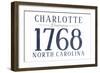 Charlotte, North Carolina - Established Date (Blue)-Lantern Press-Framed Art Print