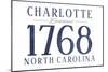 Charlotte, North Carolina - Established Date (Blue)-Lantern Press-Mounted Art Print