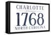 Charlotte, North Carolina - Established Date (Blue)-Lantern Press-Framed Stretched Canvas