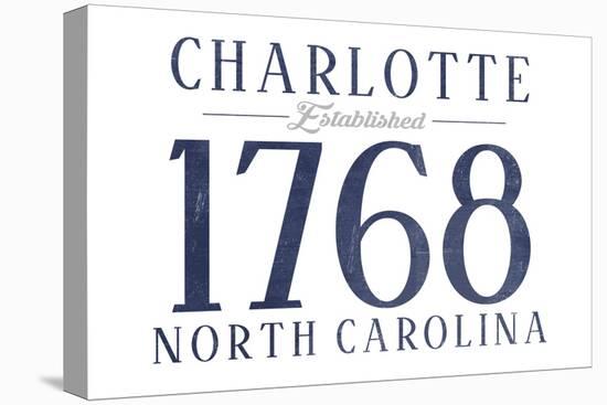 Charlotte, North Carolina - Established Date (Blue)-Lantern Press-Stretched Canvas
