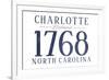 Charlotte, North Carolina - Established Date (Blue)-Lantern Press-Framed Art Print