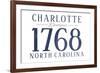 Charlotte, North Carolina - Established Date (Blue)-Lantern Press-Framed Art Print