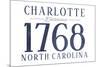 Charlotte, North Carolina - Established Date (Blue)-Lantern Press-Mounted Art Print