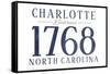 Charlotte, North Carolina - Established Date (Blue)-Lantern Press-Framed Stretched Canvas