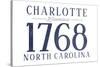 Charlotte, North Carolina - Established Date (Blue)-Lantern Press-Stretched Canvas