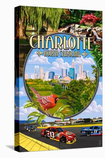 Charlotte, North Carolina - Montage Scenes-Lantern Press-Stretched Canvas