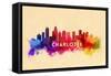 Charlotte, North Carolina - Skyline Abstract-Lantern Press-Framed Stretched Canvas