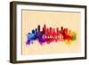 Charlotte, North Carolina - Skyline Abstract-Lantern Press-Framed Art Print