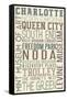 Charlotte, North Carolina - Typography-Lantern Press-Framed Stretched Canvas