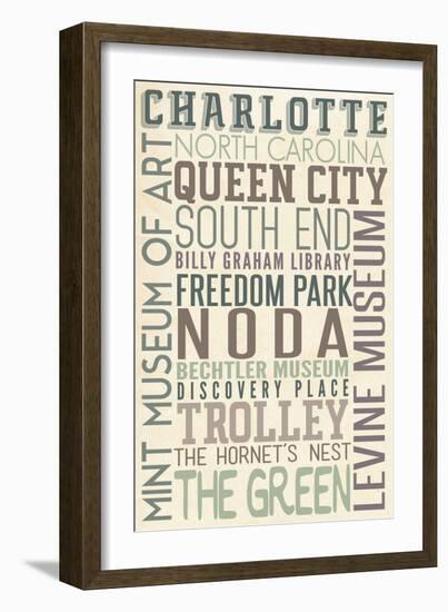 Charlotte, North Carolina - Typography-Lantern Press-Framed Art Print