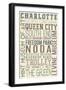 Charlotte, North Carolina - Typography-Lantern Press-Framed Art Print