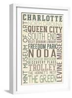Charlotte, North Carolina - Typography-Lantern Press-Framed Art Print