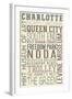 Charlotte, North Carolina - Typography-Lantern Press-Framed Art Print