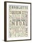 Charlotte, North Carolina - Typography-Lantern Press-Framed Art Print