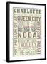 Charlotte, North Carolina - Typography-Lantern Press-Framed Art Print