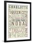 Charlotte, North Carolina - Typography-Lantern Press-Framed Art Print