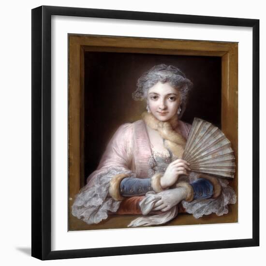 Charlotte Philippine De Chatre De Cange, Marquise De Lamure (Pastel on Blue Paper)-Charles Antoine Coypel-Framed Giclee Print