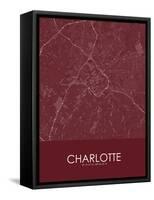 Charlotte, United States of America Red Map-null-Framed Stretched Canvas