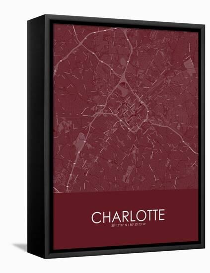Charlotte, United States of America Red Map-null-Framed Stretched Canvas
