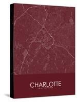 Charlotte, United States of America Red Map-null-Stretched Canvas