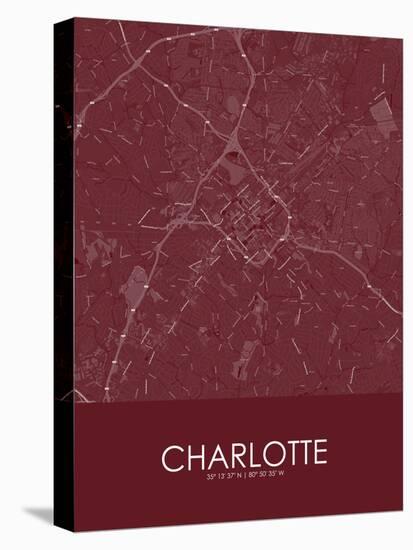 Charlotte, United States of America Red Map-null-Stretched Canvas