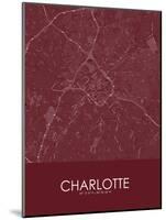 Charlotte, United States of America Red Map-null-Mounted Poster