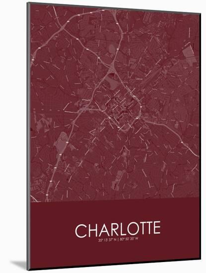 Charlotte, United States of America Red Map-null-Mounted Poster