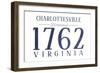 Charlottesville, Virginia - Established Date (Blue)-Lantern Press-Framed Art Print